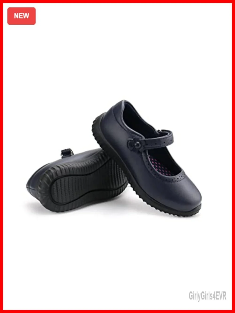 Girl's Mary Jane School Uniform Shoes with Hook & Loop Closure